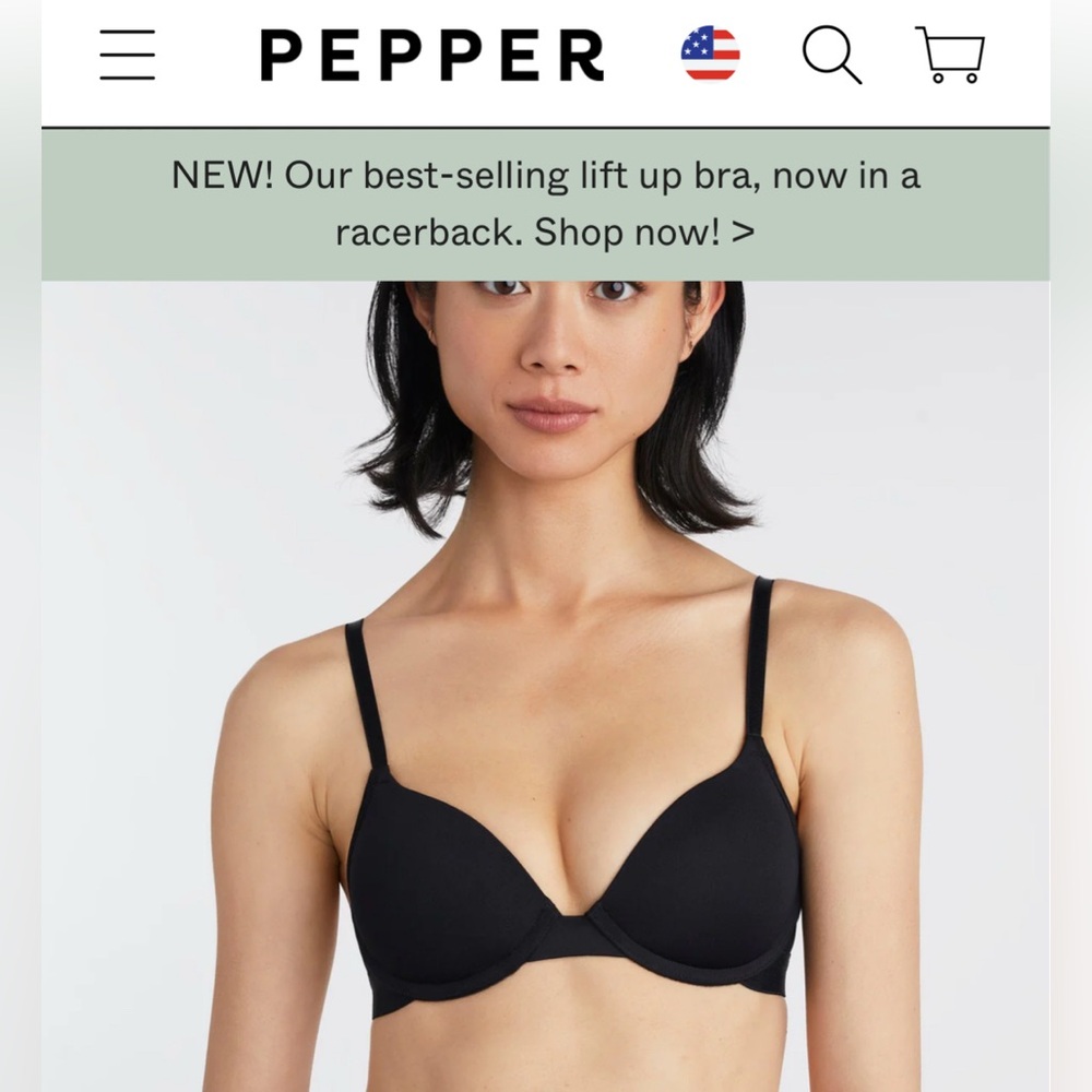 Black and White Molded Cup Bra with Adjustable Straps